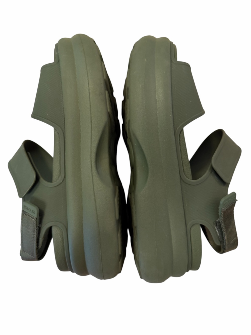 Crocs Womens Sz 9 Green Soho Y Strap Sandal Thick Platform Perforated Strap - Picture 7 of 11
